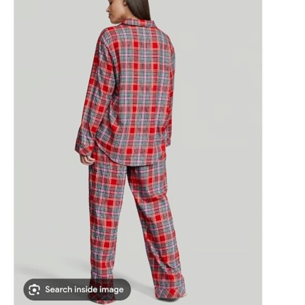 Victoria's Secret Pajama Set Plaid Sleepwear Button‎ Up Loungewear Sz M